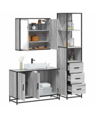 Ensemble de meubles de salle de bain 3 pcs Sonoma gris | Mobilier & Déco