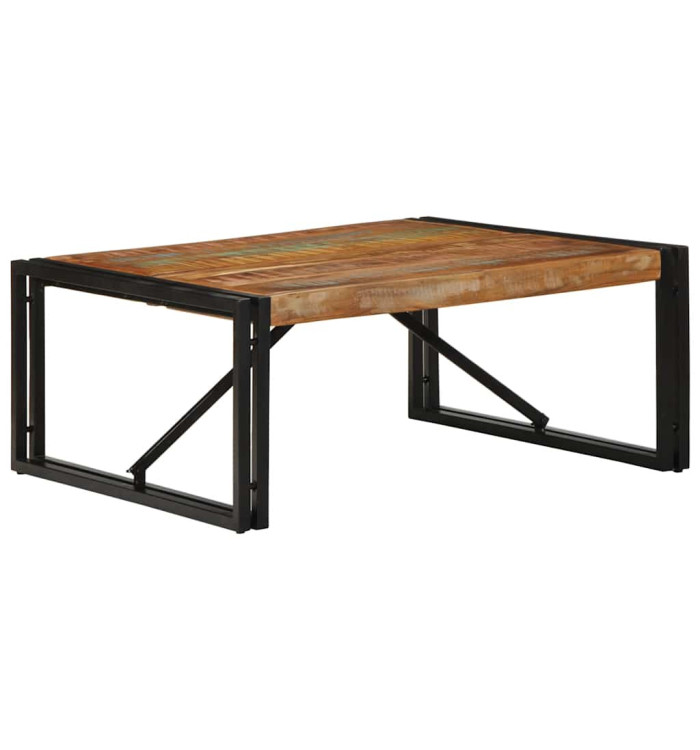 Table basse multicolore 80x80x35 cm bois de récupération massif | Mobilier & Déco