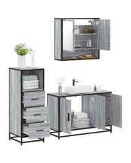 Ensemble de meubles de salle de bain 3 pcs Sonoma gris | Mobilier & Déco