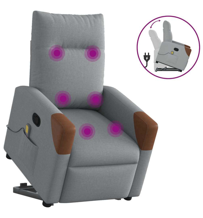 Fauteuil de massage inclinable Gris clair Tissu | Mobilier & Déco