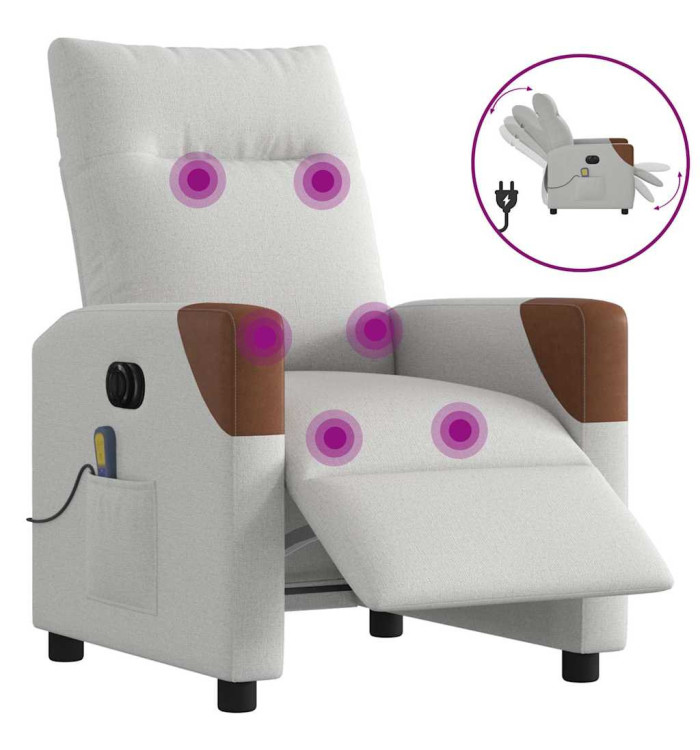 Fauteuil de massage inclinable électrique gris nuage tissu | Mobilier & Déco