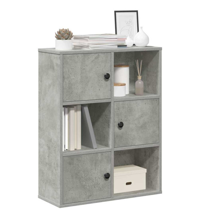 Bibliothèque gris béton 60x24x76,5 cm bois d'ingénierie | Mobilier & Déco