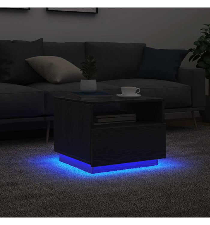 Table basse avec lumières LED chêne noir 50x49x40 cm | Mobilier & Déco