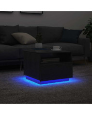 Table basse avec lumières LED chêne noir 50x49x40 cm | Mobilier & Déco
