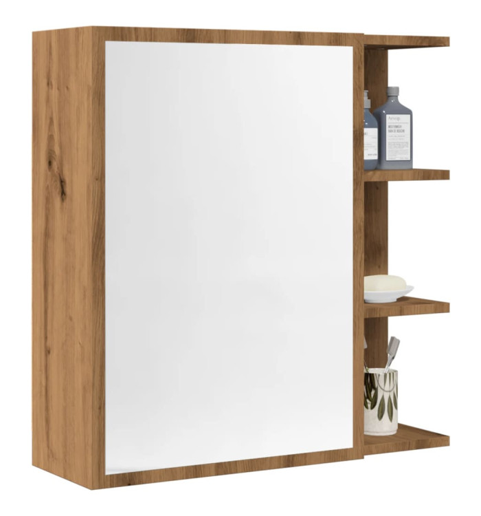 Armoire à miroir salle de bain chêne artisanal 62,5x20,5x64 cm | Mobilier & Déco