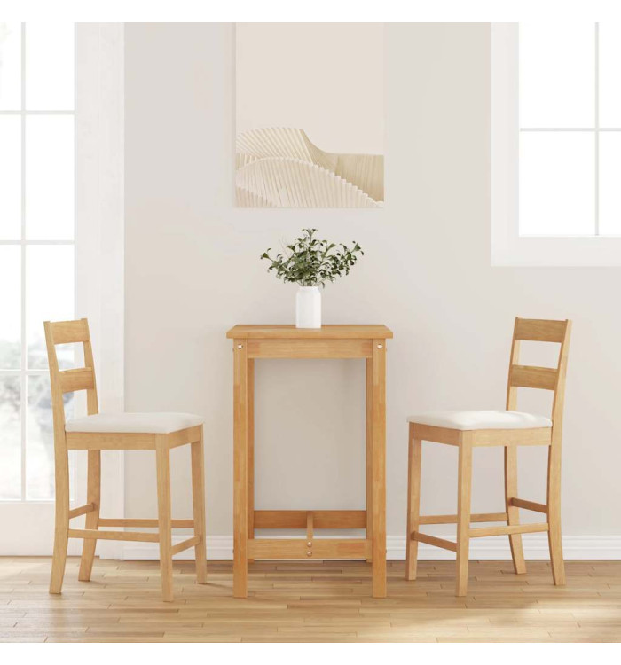 Tabourets de bar avec coussins 2pcs naturel bois massif d'hévéa | Mobilier & Déco