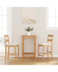 Tabourets de bar avec coussins 2pcs naturel bois massif d'hévéa | Mobilier & Déco