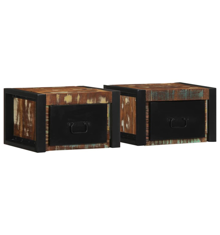 Tables de chevet 2 pcs multicolore 40x35x25cm bois récupération | Mobilier & Déco