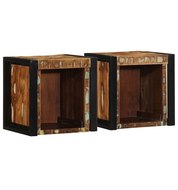 Tables de chevet 2 pcs multicolore 40x35x40cm bois récupération | Mobilier & Déco