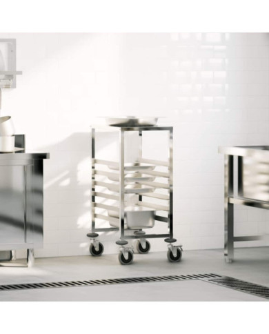 Chariot à plateaux 6 bacs GN 39x55x87 cm acier inoxydable | Mobilier & Déco