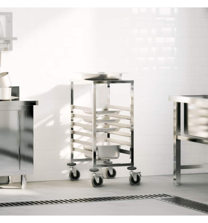 Chariot à plateaux 6 bacs GN 39x55x87 cm acier inoxydable | Mobilier & Déco