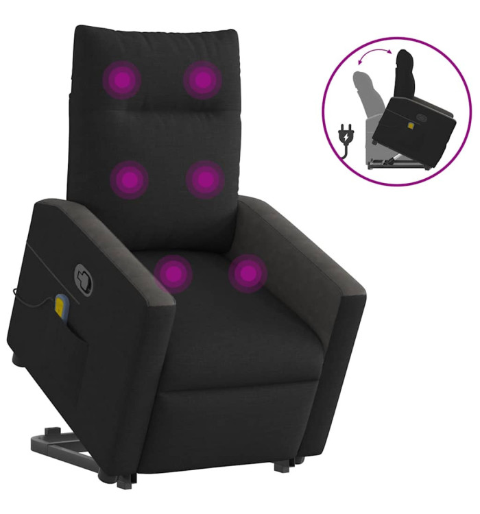 Fauteuil de massage inclinable Noir Tissu | Mobilier & Déco