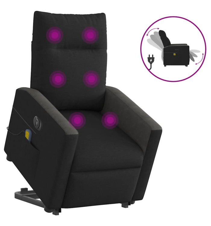 Fauteuil inclinable de massage électrique Noir Tissu | Mobilier & Déco