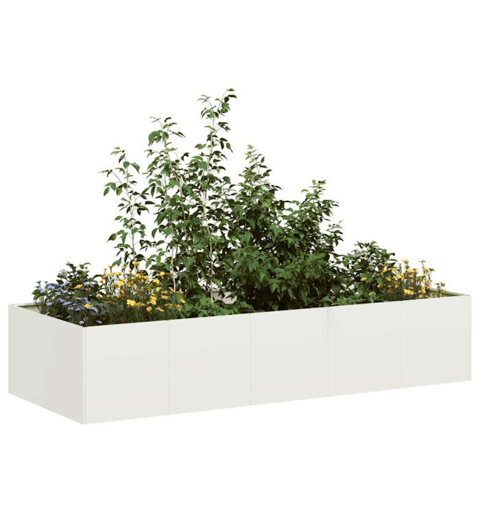 Jardinière blanc 200x80x40 cm acier | Mobilier & Déco