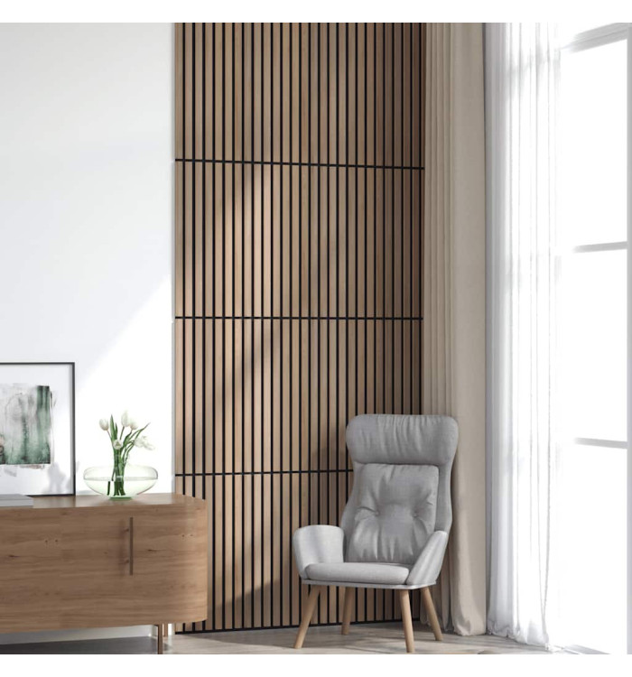Panneaux muraux acoustiques 8pcs lattes 60,5x60cm placage chêne | Mobilier & Déco