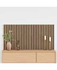 Panneaux muraux acoustiques 2pcs lattes 60,5x60cm placage chêne | Mobilier & Déco