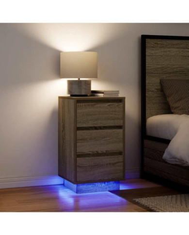 Table de chevet avec lumières LED chêne sonoma 38x34x65 cm | Mobilier & Déco