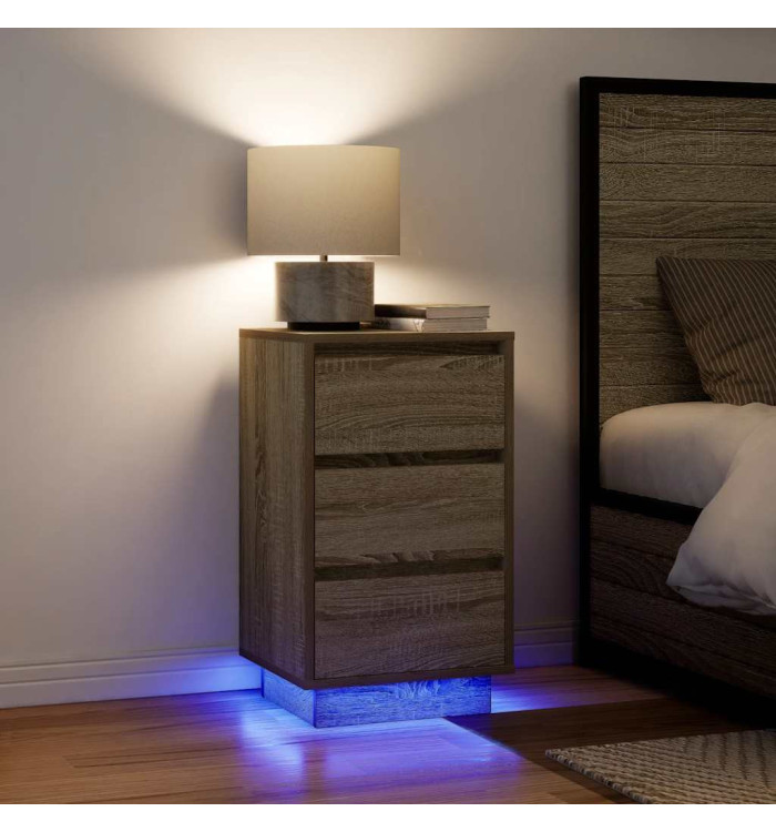 Table de chevet avec lumières LED chêne sonoma 38x34x65 cm | Mobilier & Déco