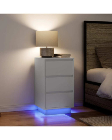 Table de chevet avec lumières LED blanc 38x34x65 cm | Mobilier & Déco