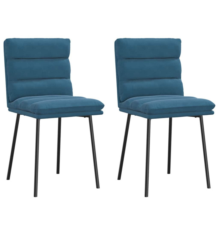 Chaises à manger lot de 2 Bleu Velours | Mobilier & Déco