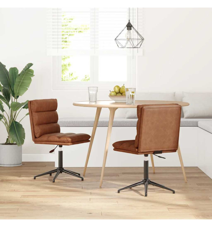 Chaises à manger lot de 2 marron similicuir | Mobilier & Déco