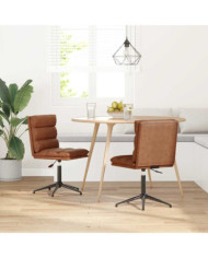 Chaises à manger lot de 2 marron similicuir | Mobilier & Déco