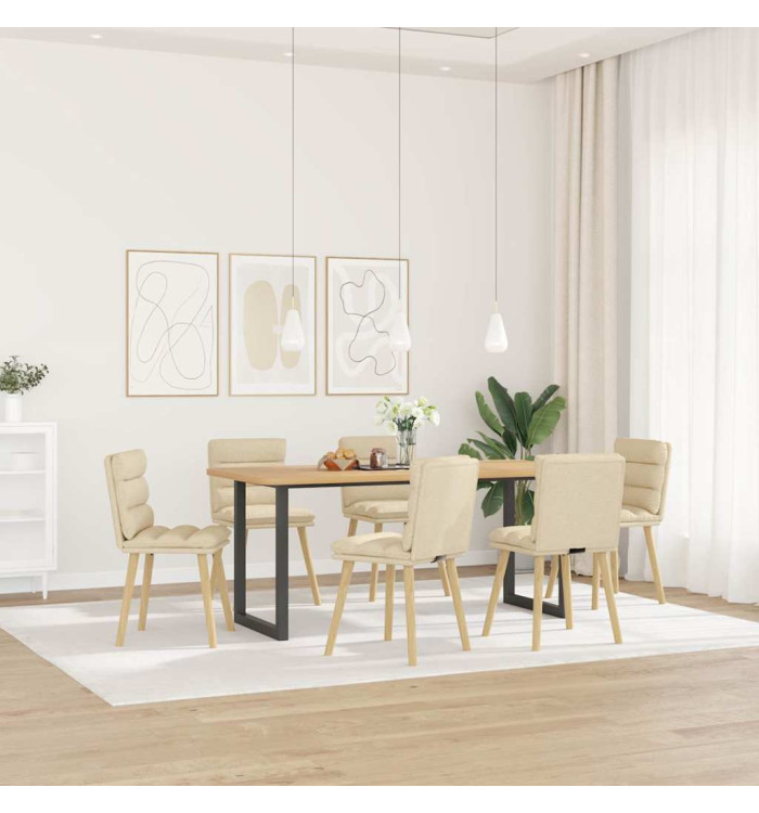 Chaises à manger lot de 6 crème tissu | Mobilier & Déco
