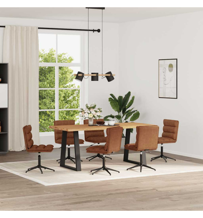 Chaises à manger lot de 6 marron similicuir | Mobilier & Déco
