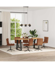 Chaises à manger lot de 6 marron similicuir | Mobilier & Déco