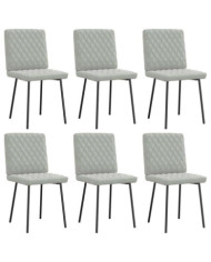 Chaises à manger lot de 6 gris clair velours | Mobilier & Déco