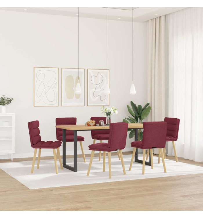 Chaises à manger lot de 6 rouge bordeaux tissu | Mobilier & Déco