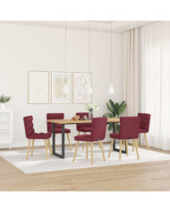 Chaises à manger lot de 6 rouge bordeaux tissu | Mobilier & Déco