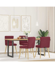 Chaises à manger lot de 4 rouge bordeaux tissu | Mobilier & Déco