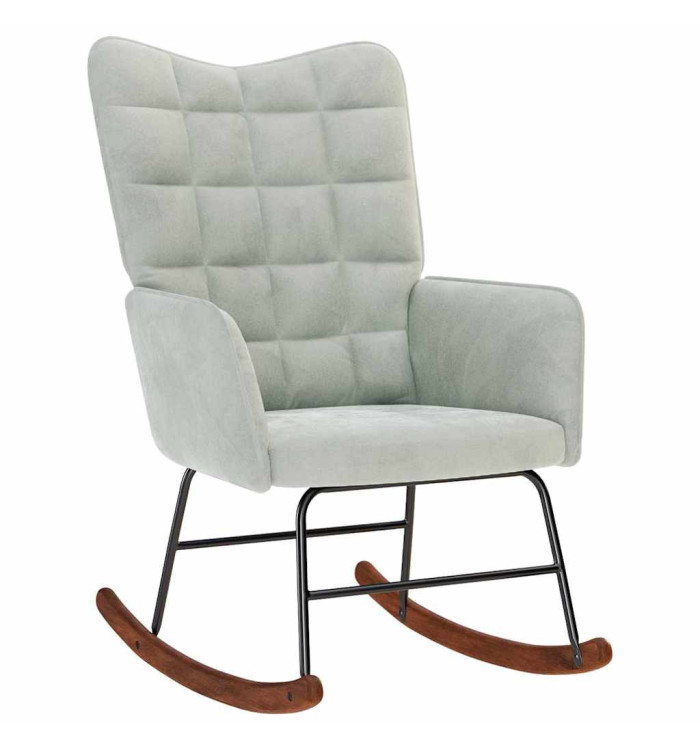 Chaise à bascule Gris clair Velours | Mobilier & Déco