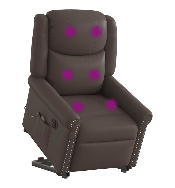 Fauteuil inclinable massage électrique marron brillant | Mobilier & Déco