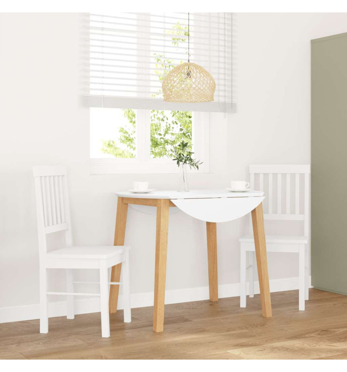 Chaises à manger 2 pcs blanc bois massif caoutchouc | Mobilier & Déco