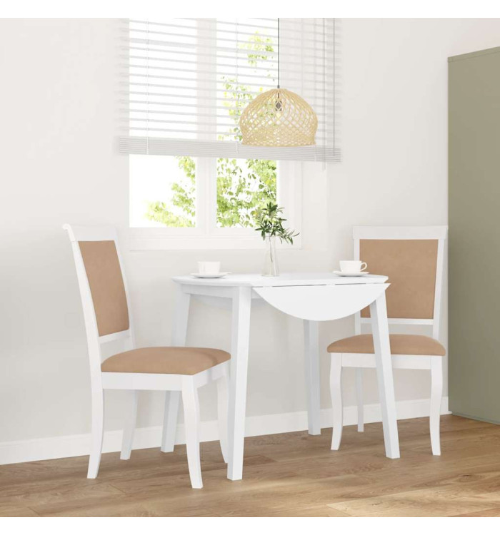 Chaises à manger coussins 2 pcs blanc bois massif caoutchouc | Mobilier & Déco