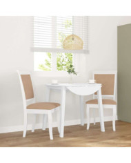 Chaises à manger coussins 2 pcs blanc bois massif caoutchouc | Mobilier & Déco