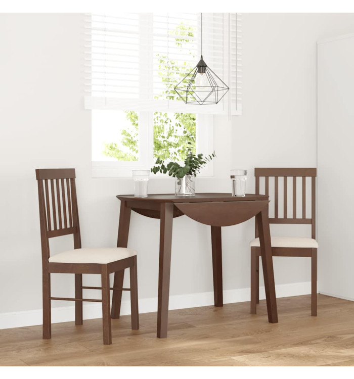 Chaises à manger coussins 2 pcs marron bois massif caoutchouc | Mobilier & Déco