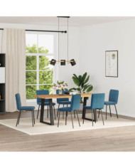Chaises à manger lot de 6 bleu velours | Mobilier & Déco