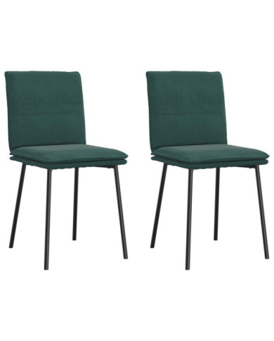 Chaises à manger lot de 2 Vert foncé Velours | Mobilier & Déco
