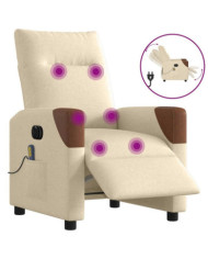 Fauteuil inclinable de massage électrique crème tissu | Mobilier & Déco