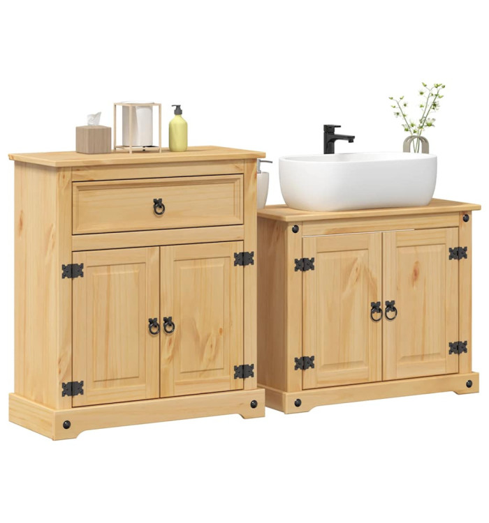 Ensemble de meubles salle de bain 2 pcs Corona bois pin massif | Mobilier & Déco