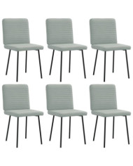 Chaises à manger lot de 6 gris clair velours | Mobilier & Déco