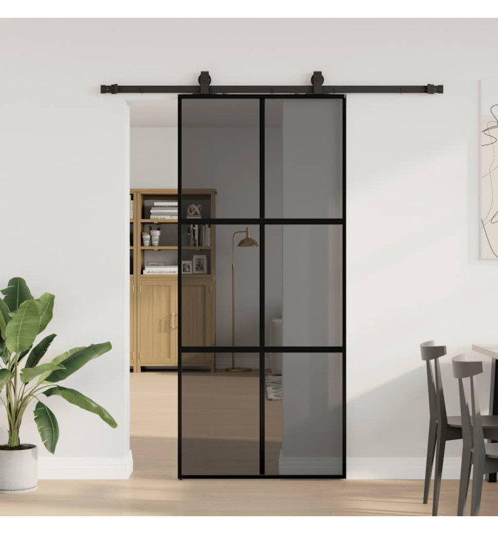 Porte coulissante avec kit de quincaillerie noir 90x205 cm | Mobilier & Déco