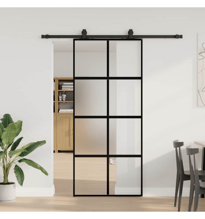 Porte coulissante avec kit de quincaillerie noir 90x205 cm | Mobilier & Déco