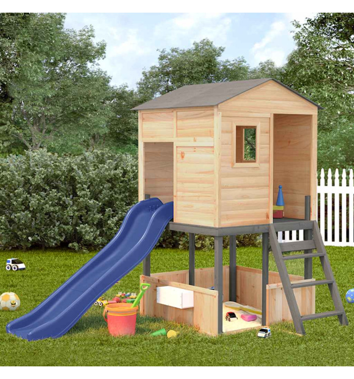 Aire de jeux d'extérieur gris foncé bois massif de sapin | Mobilier & Déco