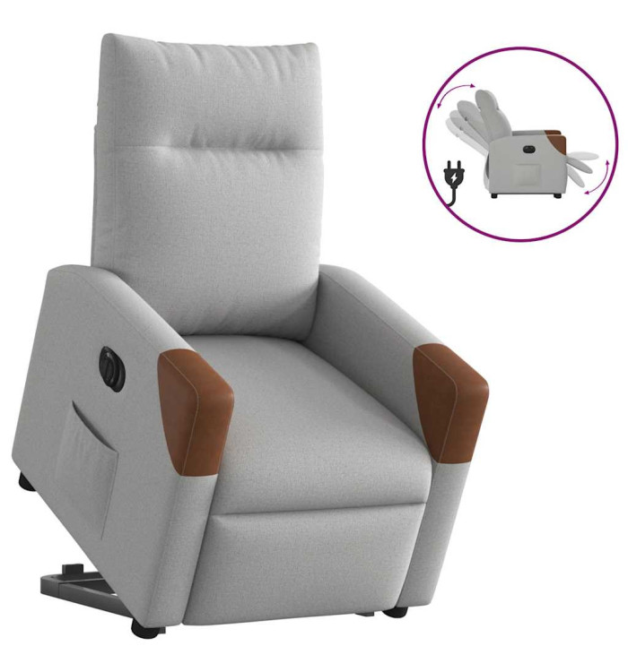 Fauteuil inclinable électrique gris nuage tissu | Mobilier & Déco