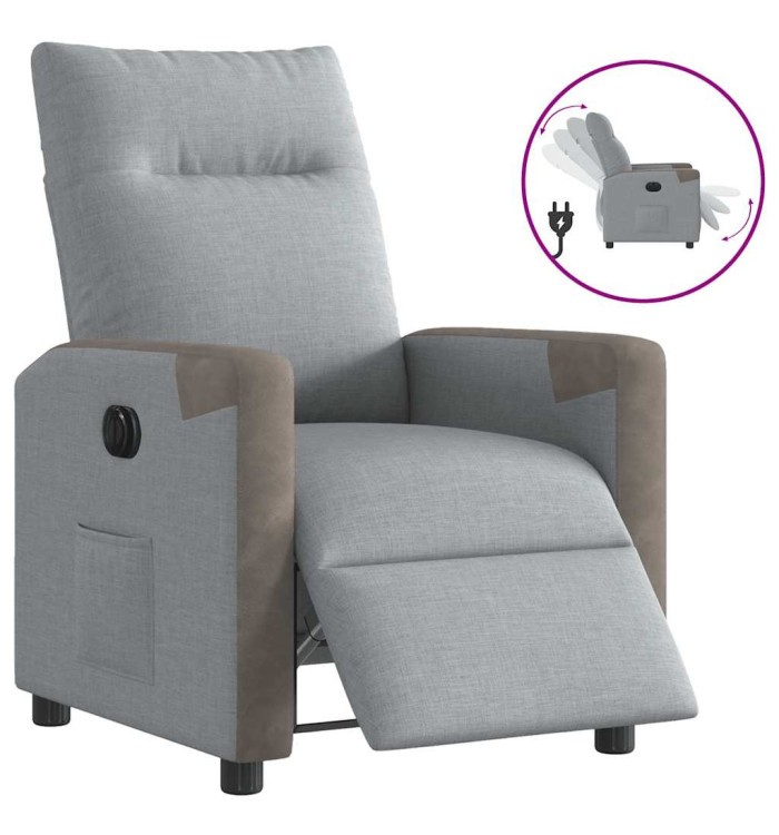 Fauteuil inclinable électrique Gris clair Tissu | Mobilier & Déco