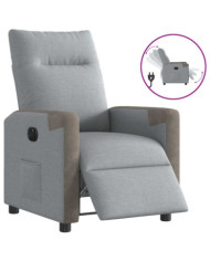Fauteuil inclinable électrique Gris clair Tissu | Mobilier & Déco